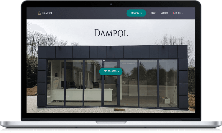 Dampol demo homepage laptop